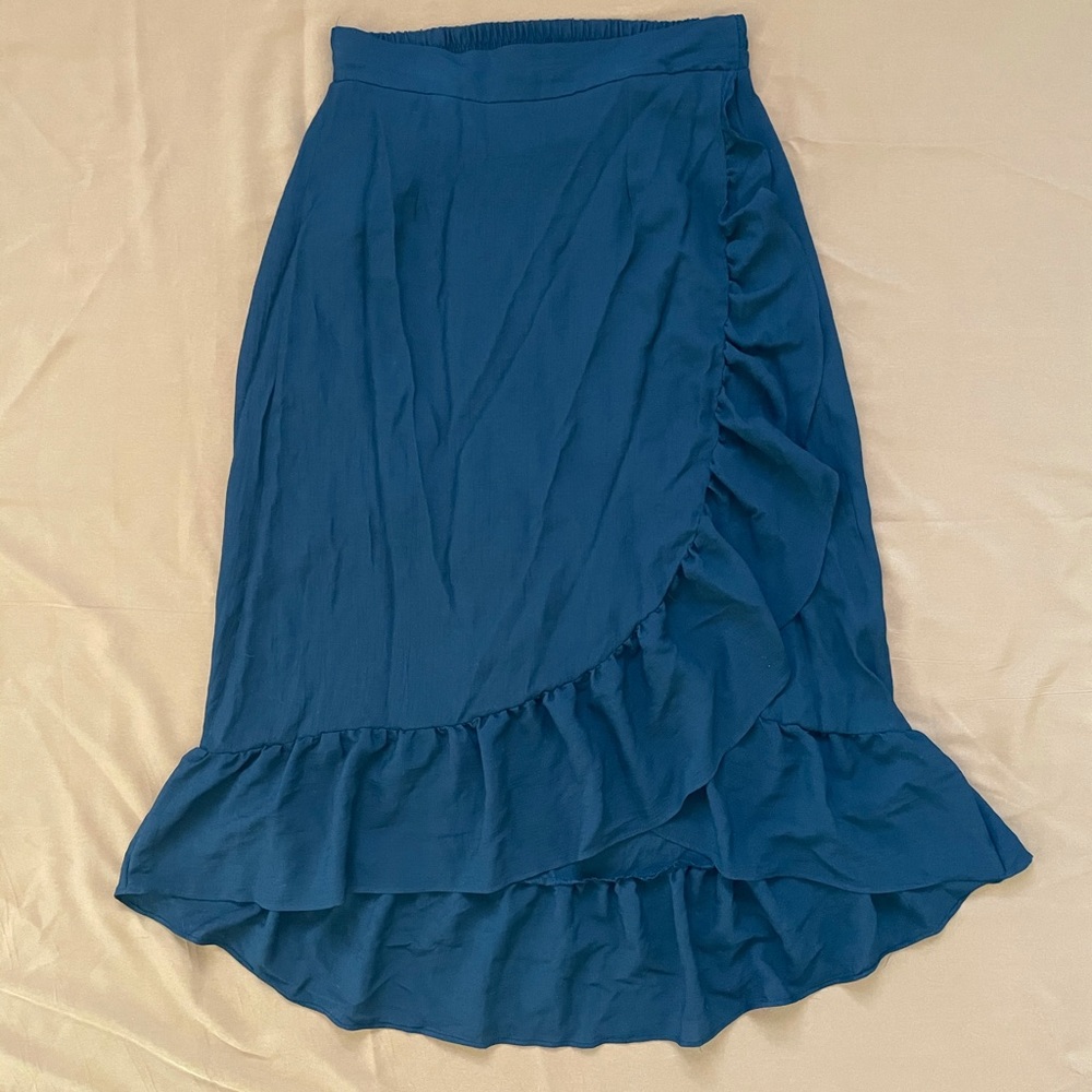 High low ruffle midi skirt